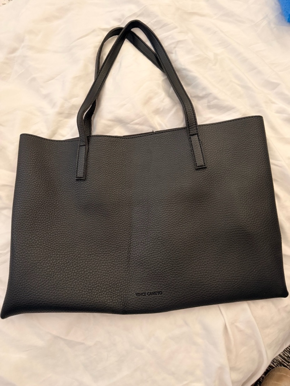 Vince Camuto Black Pebbled Leather Tote